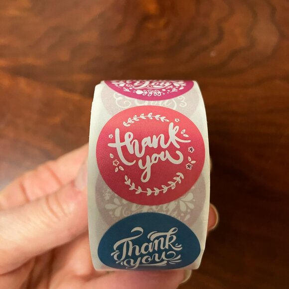 6 ROLLS of 500 each 3000 Stickers Self-Adhesive THANK YOU Stickers TAX Write Off - Picture 4 of 9